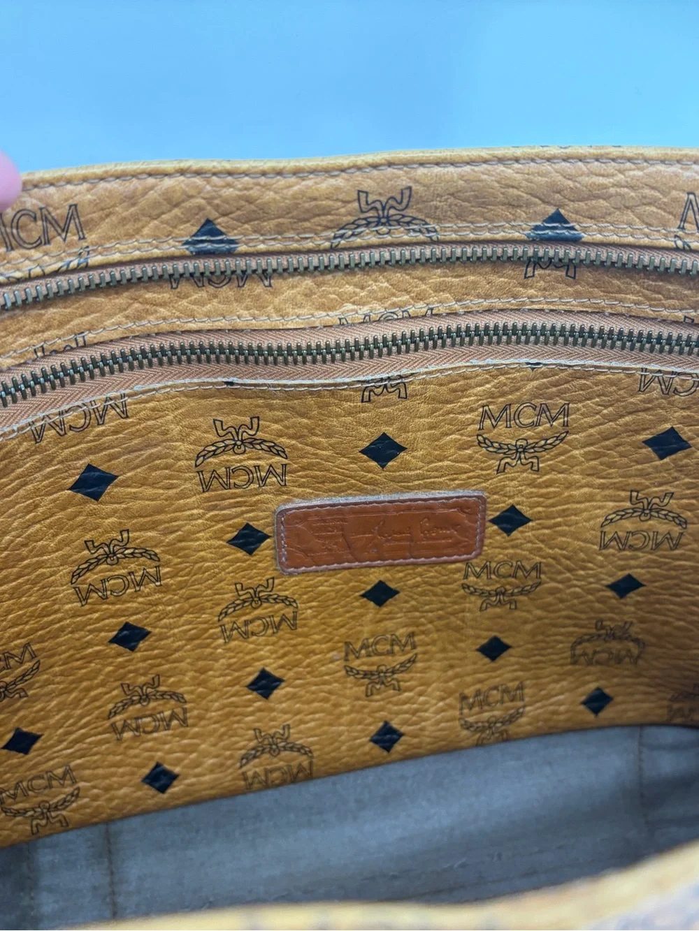 Rare‎ Vintage MCM Visetos Cognac Logo Tote Shoulder Bag Authentic